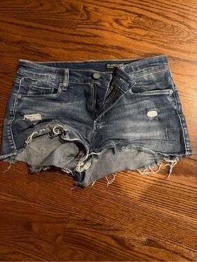 Blank NYC Frayed Distressed Denim Short Shorts - Blue